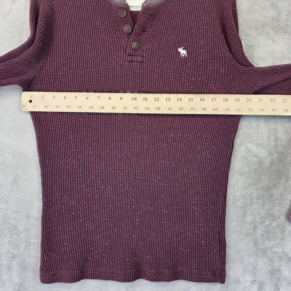 Abercrombie & Fitch Muscle Shirt Mens Size L Burgundy Thermal Waffle Henley Y2K - Picture 5 of 10